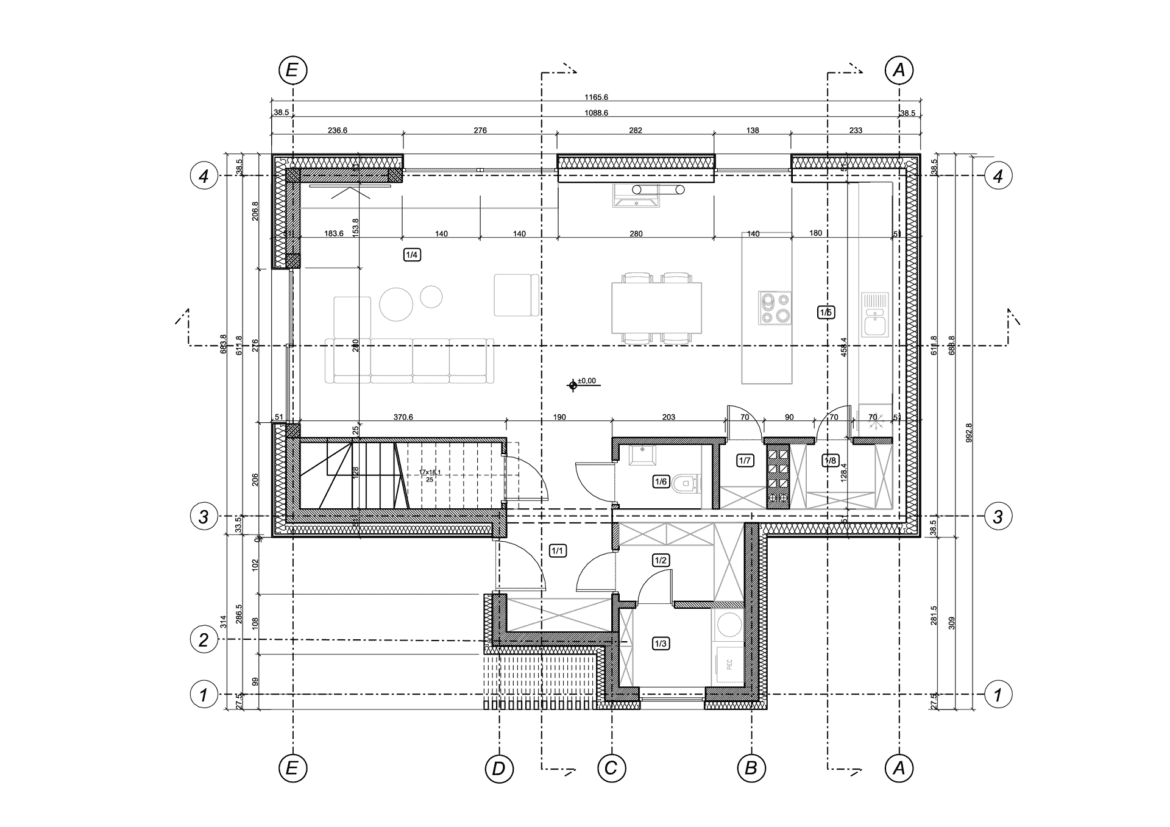 rzut parteru stodoły Anna Maria Sokołowska Architekt stodolove Architekt